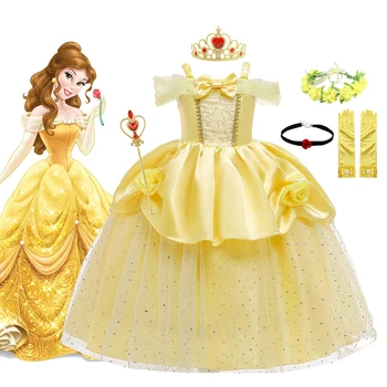 2022 Косплей Belle Princess Dress Платья для девочек для 