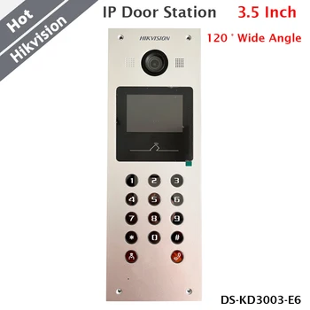 IP-дверная станция Видеодомофона Hikvision 3,5-дюймовый экран с широким углом обзора 120 °, 2-Мегапиксельная камера, Разблокировка картами /Pin-кодами DS-KD3003-E6