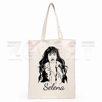 Selena Quintanilla Женская складная холщовая сумка через плечо Холщовая сумка-тоут Эко-хозяйственная сумка Холщовая сумка-тоут для ежедневного использования