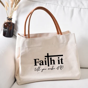 Верьте этому, пока не сделаете холщовую сумку с принтом, подарок для христианской церкви, сумку для женщин, пляжную сумку для покупок, дорожную сумку для покупок