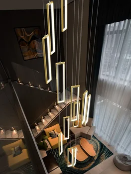 Минималистичные лестничные люстры, современные светильники в квартирах-лофтах, Квадратная светодиодная подвесная лампа, подвесная люстра в холле