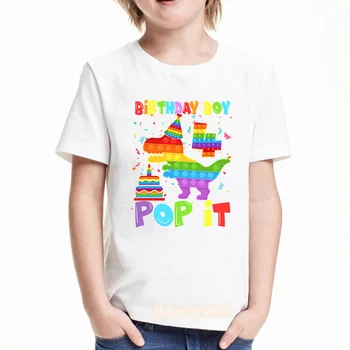 Новый Счастливый 2-8-Летний Pop It Dinosaurrex, Подарок Для Мальчика На День Рождения, Футболка С Принтом, Забавная Детская Одежда, Игрушка-Непоседа, Футболка С Коротким рукавом