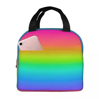 Пакеты для ланча с изоляцией Neon Rainbow Ombre, Сменные сумки для пикника, Термоохладитель, Ланч-бокс, сумка для ланча для женщин, работы, детей, школы